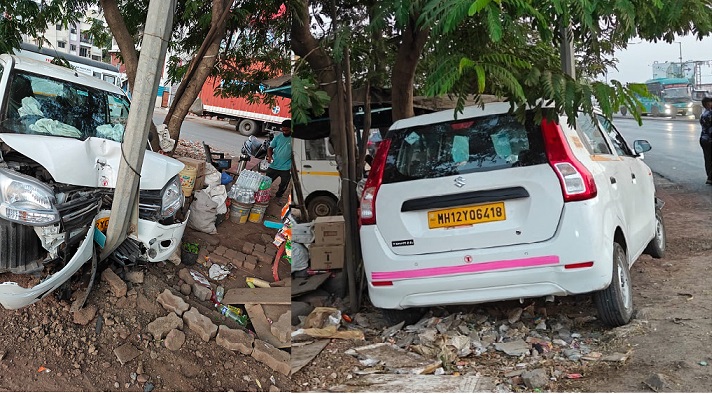 Speeding Car Hits Roadside Stall, Crashes Into Pole on Pune-Nashik Highway