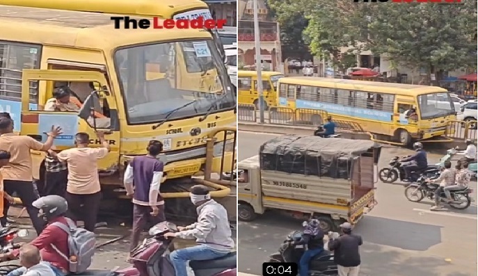 School Bus Crashes into BRT Corridor in Kalewadi; Driver Critical