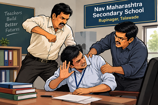 Teacher Assaulted at Talawade School; Two Office-Bearers Booked