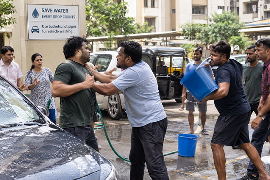Water Dispute Over Vehicle Washing Turns Violent in Charholi Society