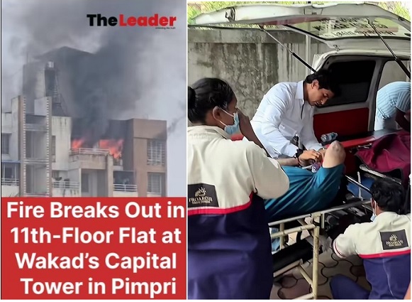 Fire Breaks Out in Wakad Society Flat; BJP Leader’s Prompt Action Helps Rescue Residents Safely